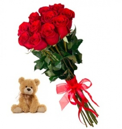 florist belek 11 Roses And Plush Teddy Bears 