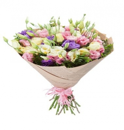 colored lisianthus in xl box  Mixed lisianthus bouquet 